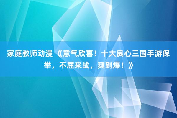 家庭教师动漫 《意气欣喜！十大良心三国手游保举，不屈来战，爽到爆！》