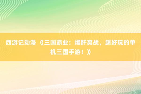 西游记动漫 《三国霸业：爆肝爽战，超好玩的单机三国手游！》