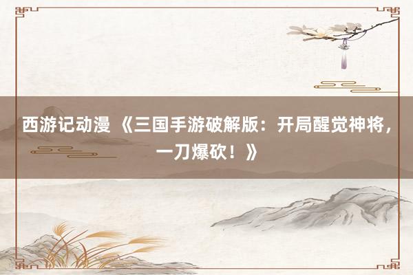 西游记动漫 《三国手游破解版：开局醒觉神将，一刀爆砍！》